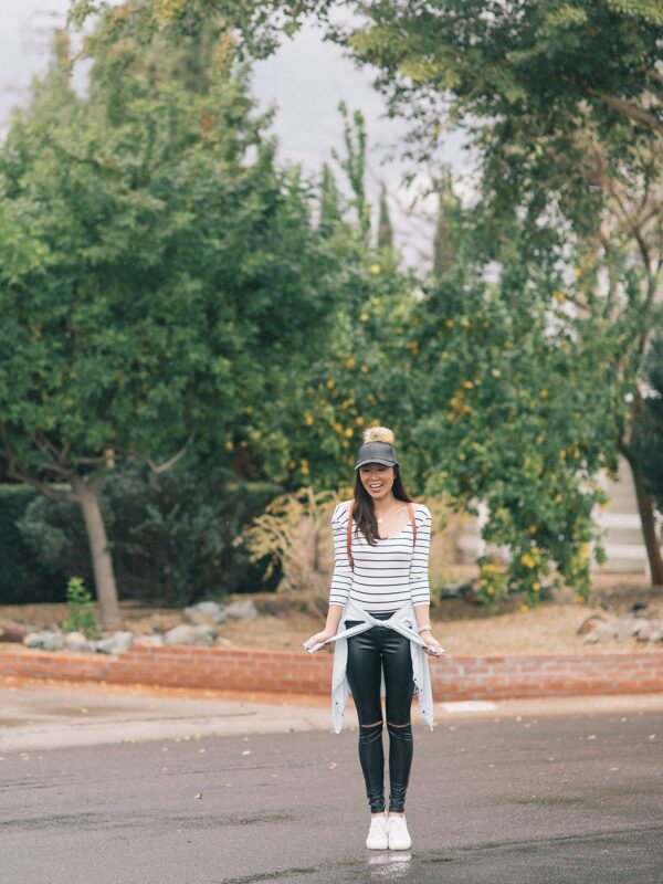 fashion blogger phoenix diana Elizabeth neutral outfit pom pom hat