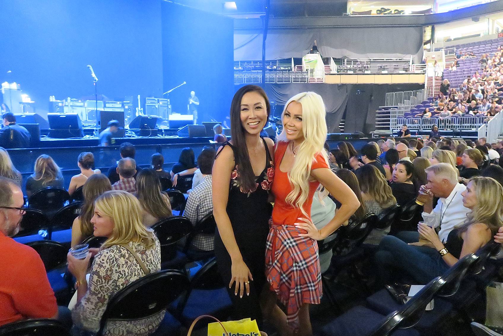 Diana Elizabeth blogger with friend in 5th row John Mayer concert to show how close seats are