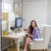 diana Elizabeth lifestyle blogger sitting in chair in home office