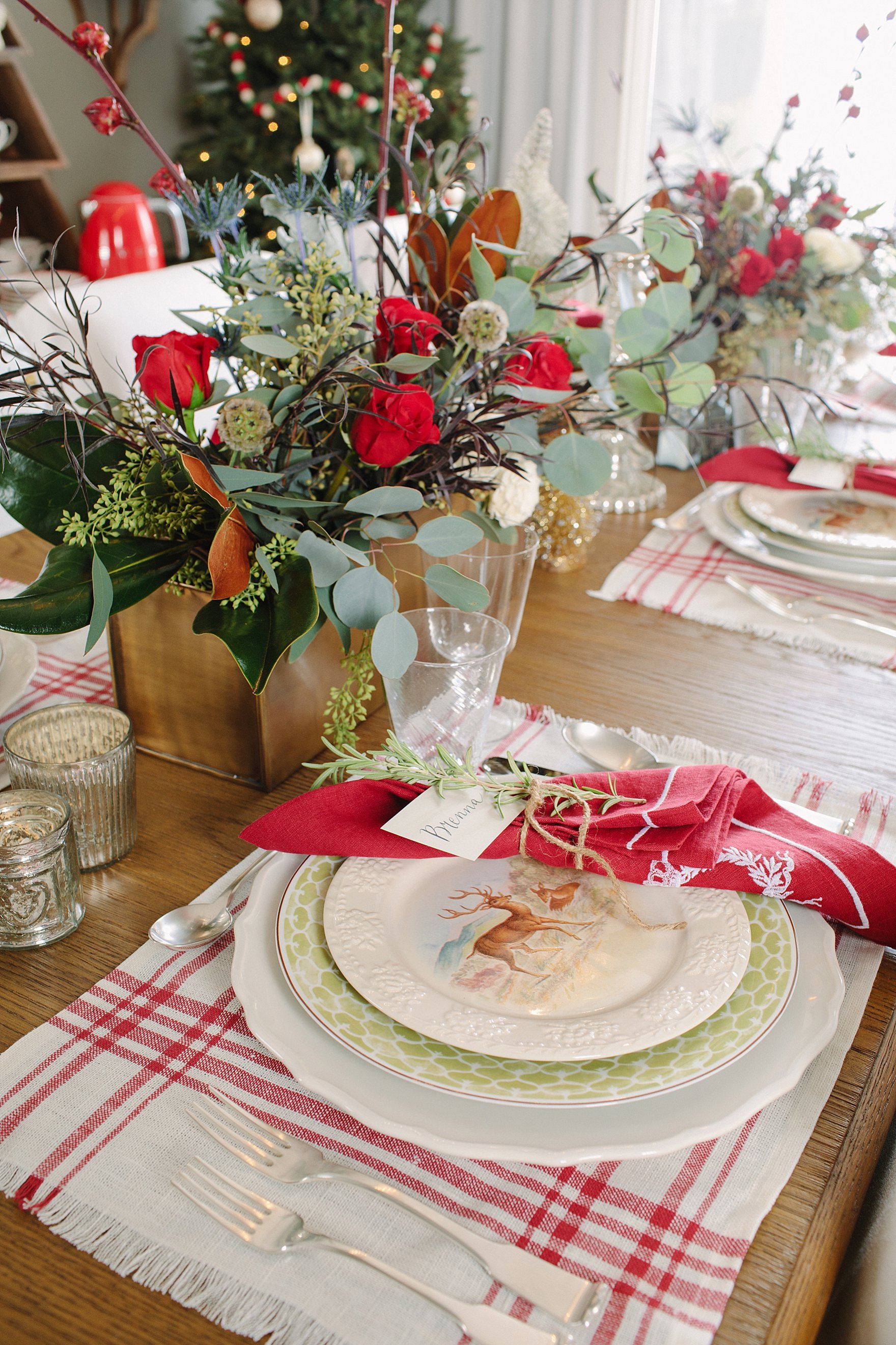 Christmas holiday tables cape inspiration red green and white Ballard Designs with blogger Diana Elizabeth
