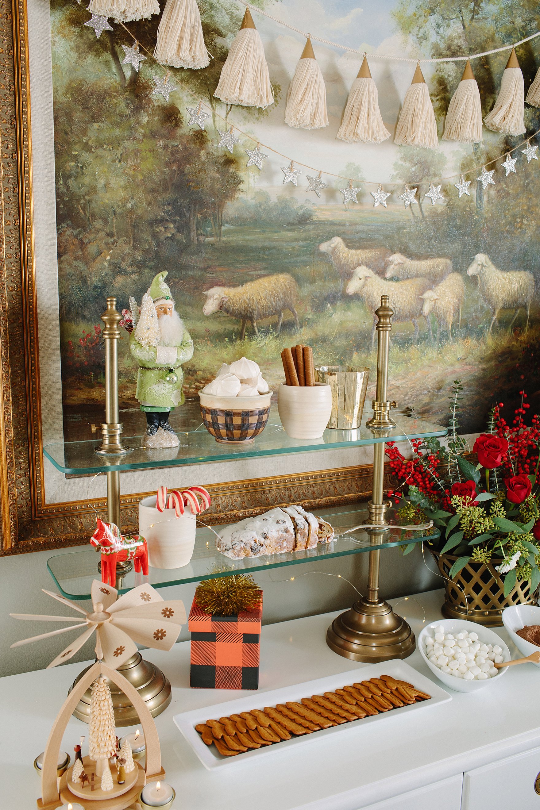 Christmas holiday tables cape inspiration red green and white Ballard Designs with blogger Diana Elizabeth - hot cocoa bar setup
