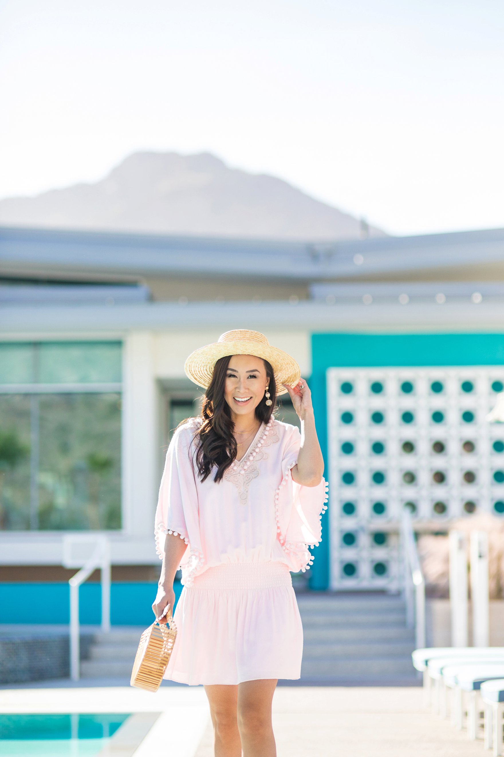 Lilly Pulitzer VEA TUNIC DRESS pink pom dress resort on Diana Elizabeth phoenix lifestyle blogger