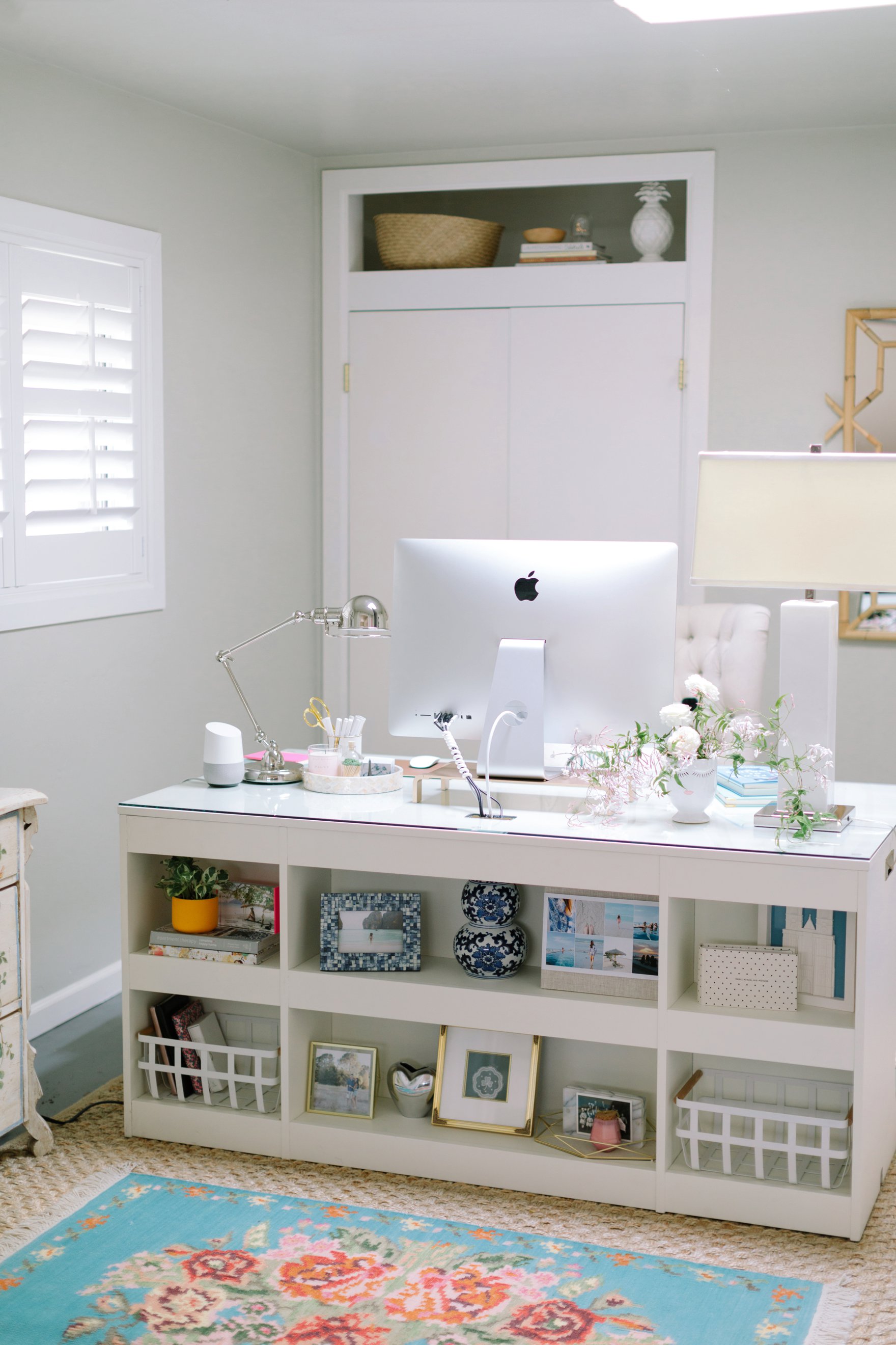 blogger photographer home office decor Diana Elizabeth's office featuring Coastal Living by Stanley Furniture Oasis Cape Dutch Writing Desk