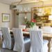 Dining room with rolling chairs from Ballard Designs and Restoration Hardware dining room table.