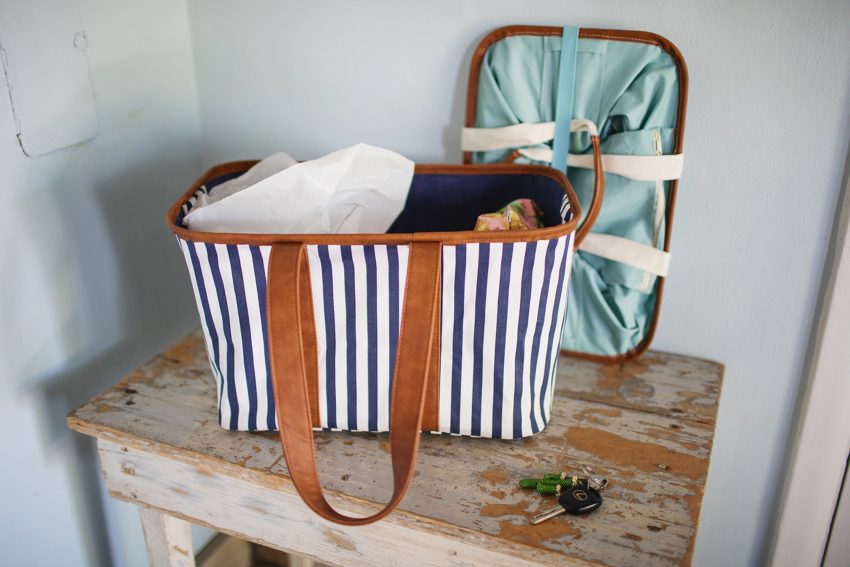Collapsible canvas totes great for the market shopping in the car and running errands - by CleverMade