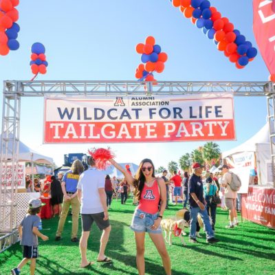 wildcat for life alumni tailgate party tent at University of Arizona homecoming 2018