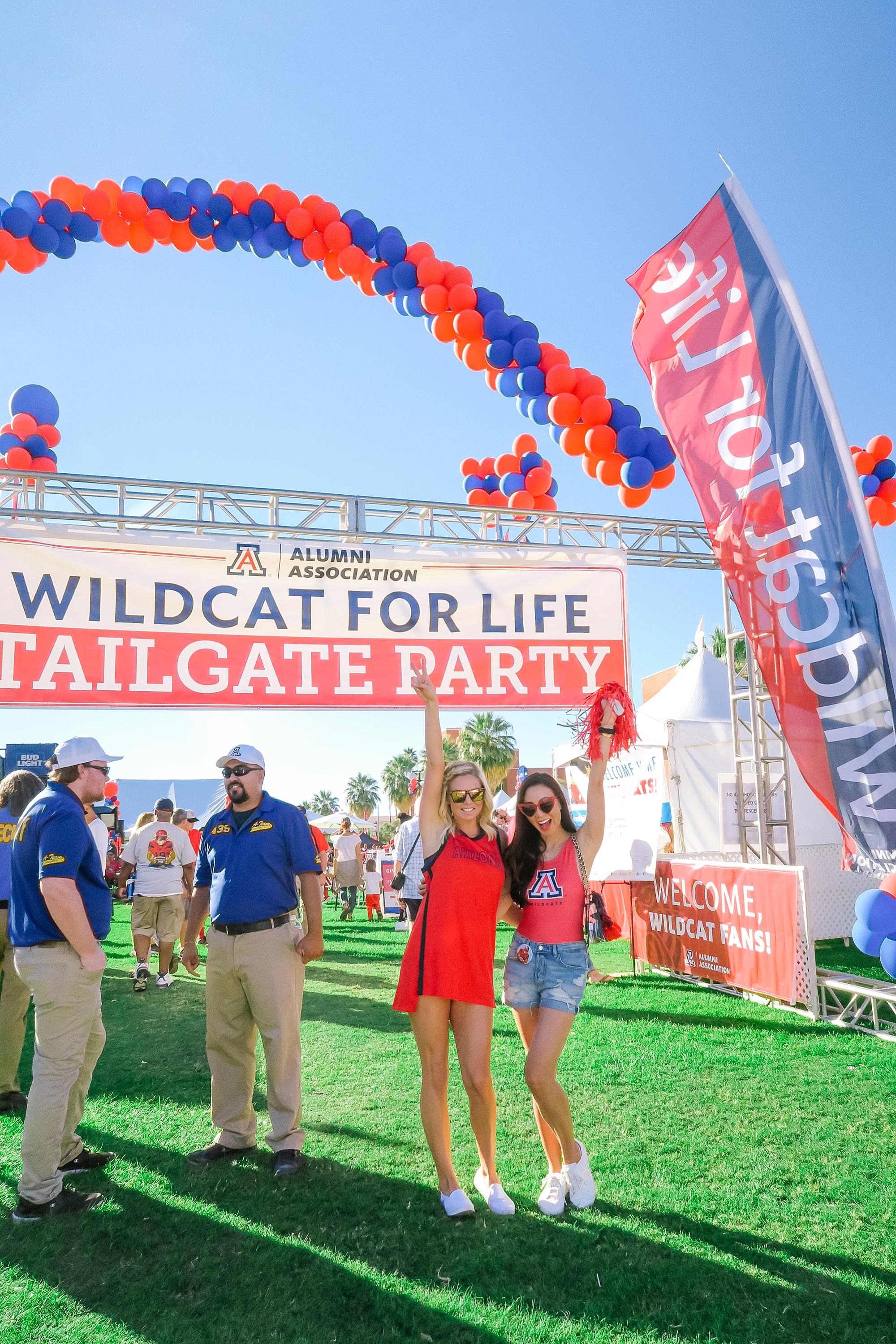 wildcat for life alumni tailgate party tent at University of Arizona homecoming 2018