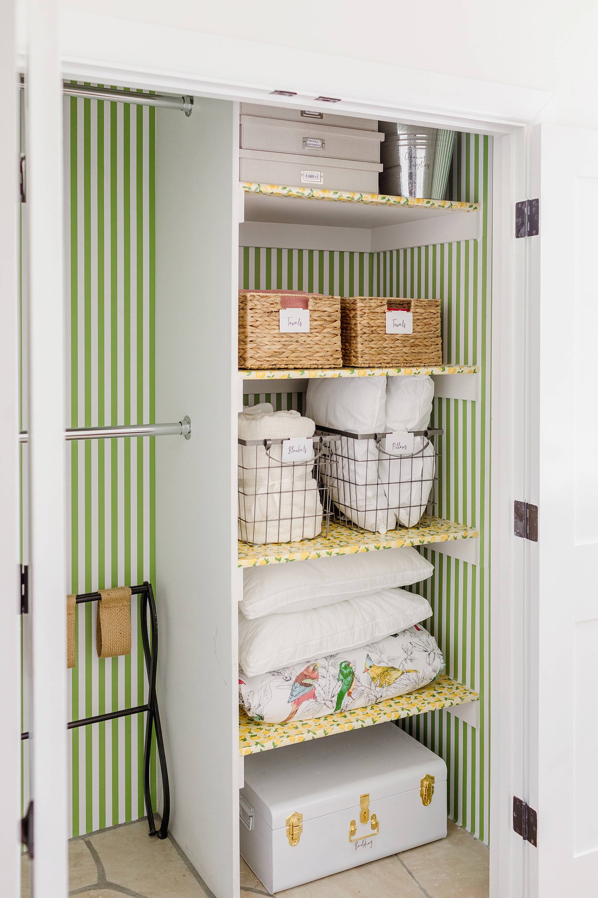 green stripe closet for guests lemon drawer liner