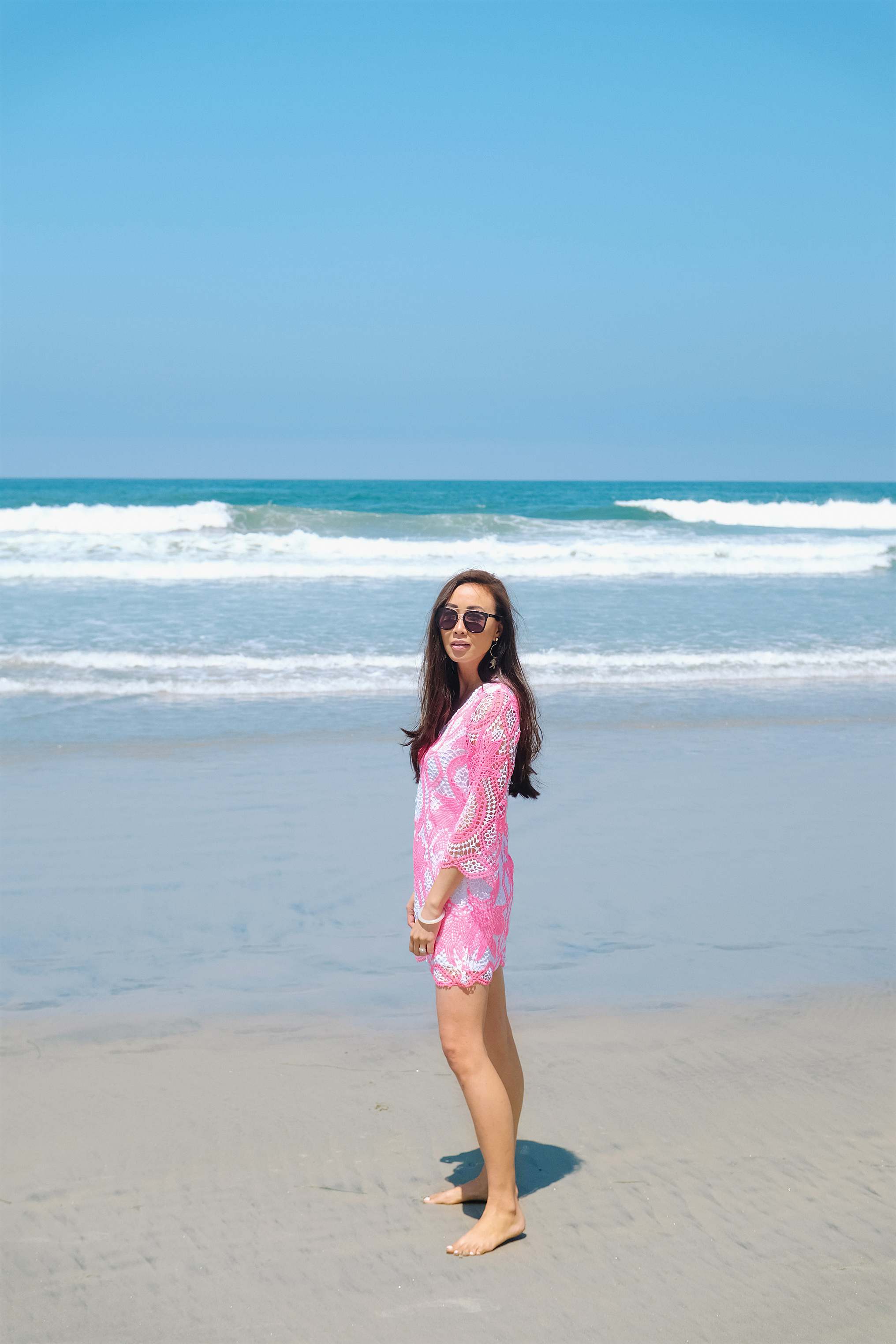 Lilly Pulitzer Lottie Romper on lifestyle blogger Diana Elizabeth on Solano Beach San Diego CA