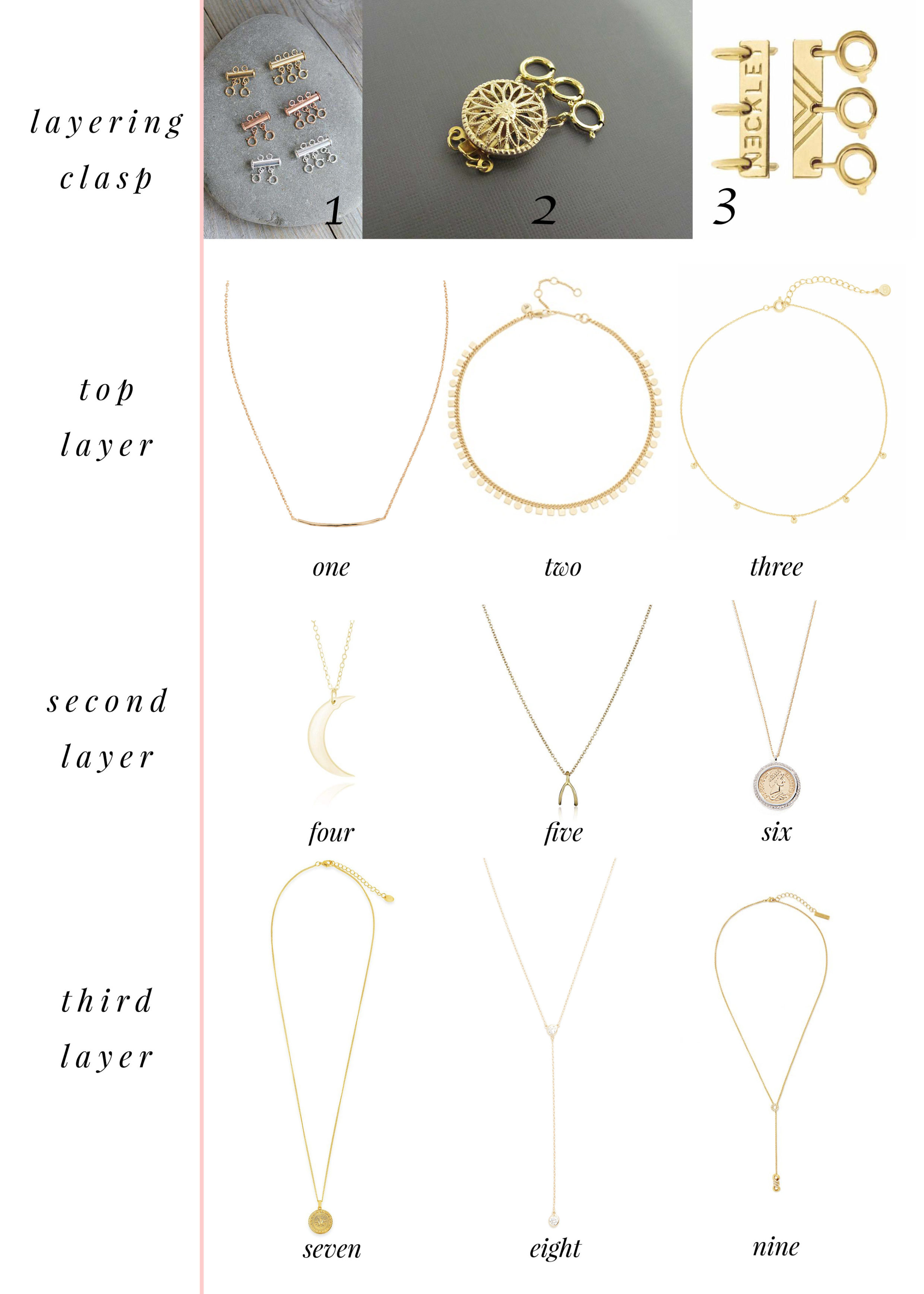 layering necklaces with a clasp