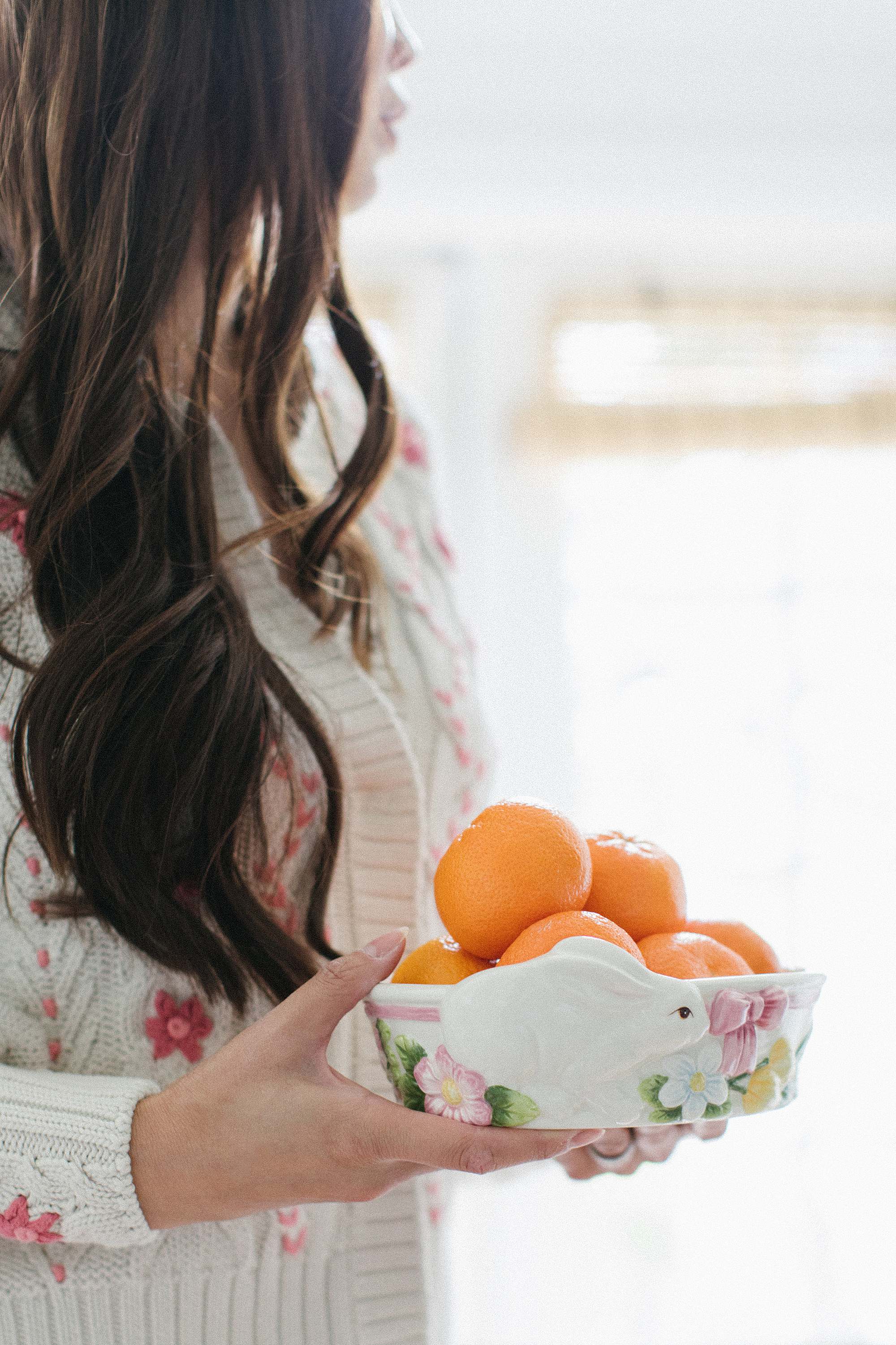 bunny bowl holding oranges