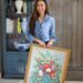 antiquing, thrifting, and buying new like at home goods, what do I like to buy and where // holding antique floral oil on canvas painting - home and lifestyle blogger