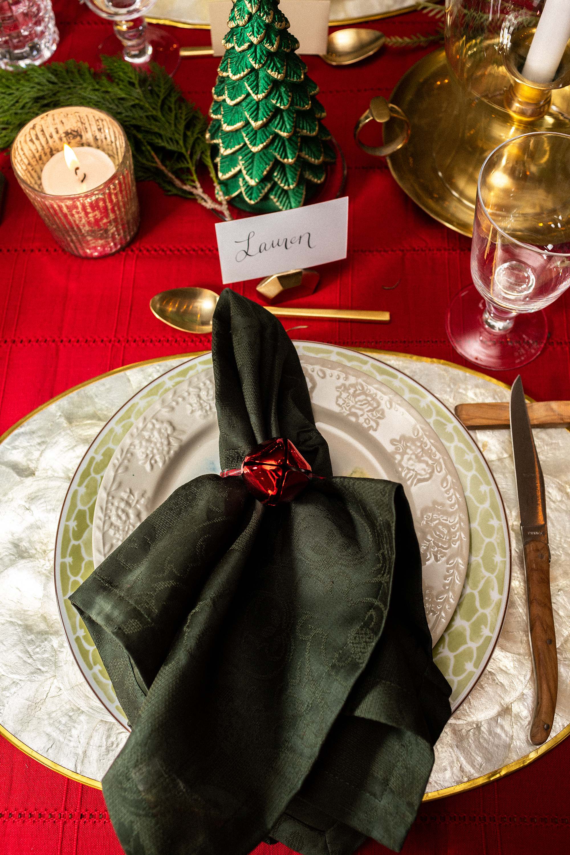 christmas tablecloth setting traditional home decor