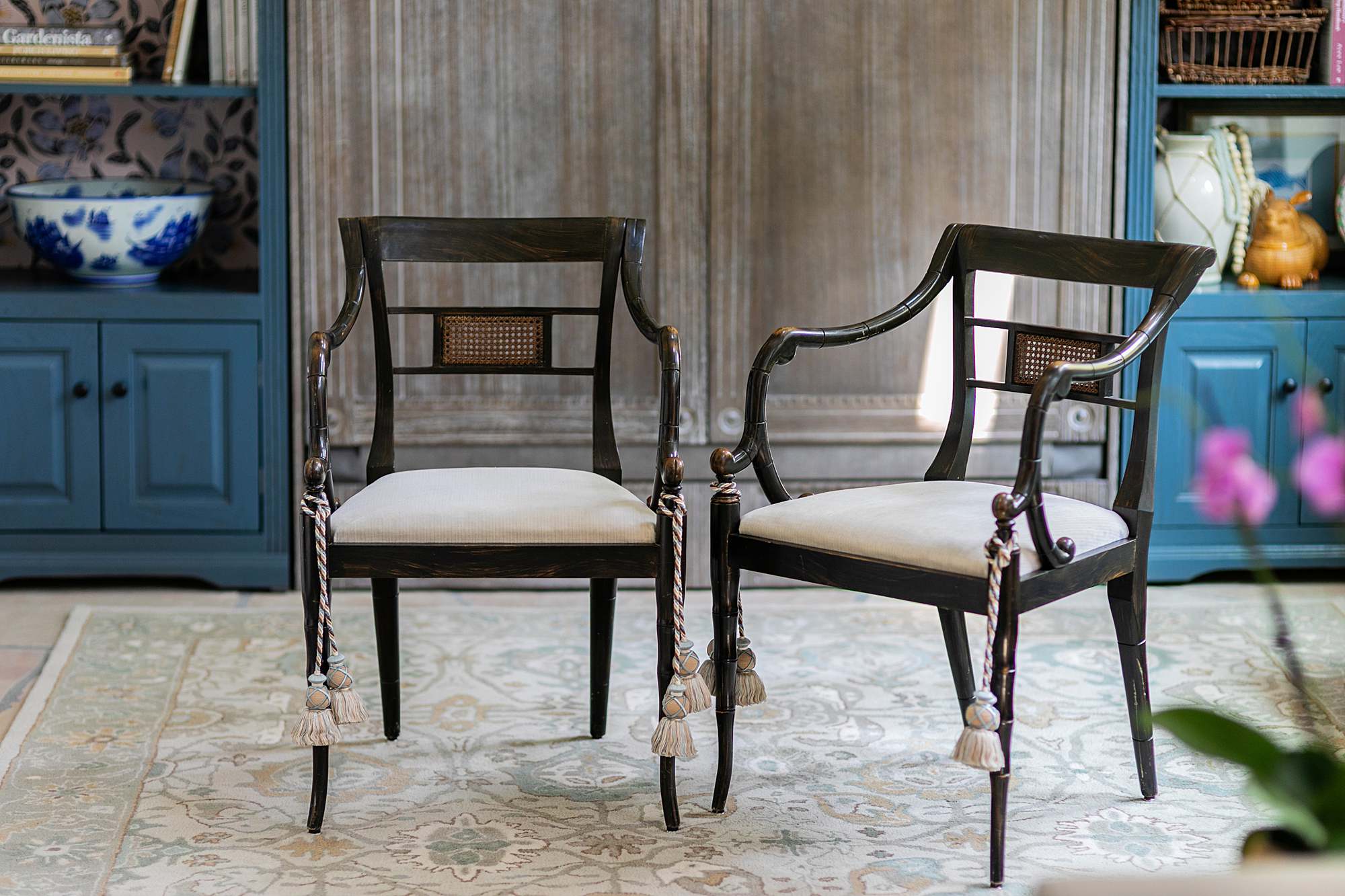 bamboo antique style chairs antique stre cotton blend fabric performance velvet Schumacher