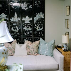 leopard wool carpet in home office mother of pearl oriental screen vintage from eBay grandmillennial style