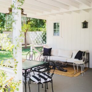 backyard patio phoenix arizona iron black and white mid century modern vintage table