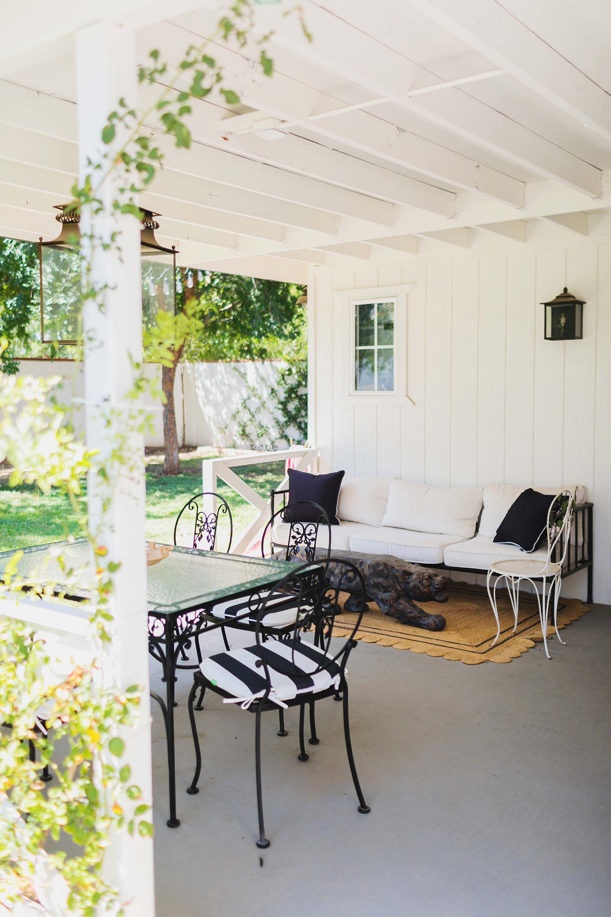backyard patio phoenix arizona iron black and white mid century modern vintage table
