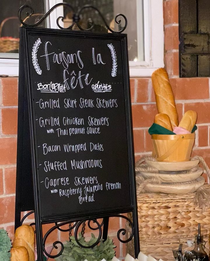 catering company sign for French food