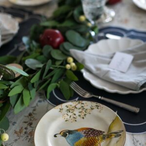 thanksgiving tablescape blue and white