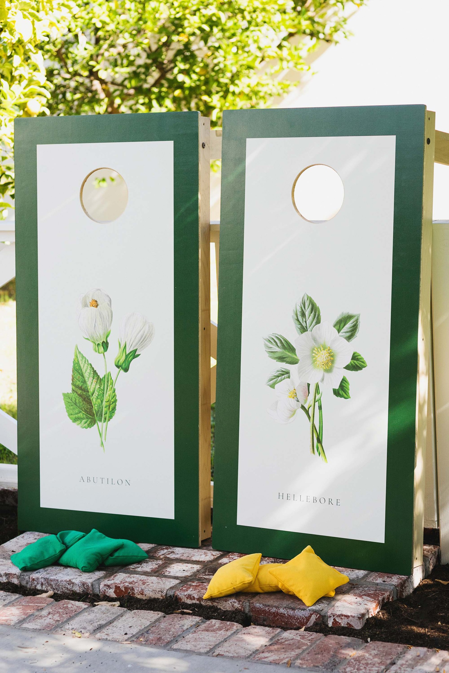 custom botanical flower cornhole board ideas 
