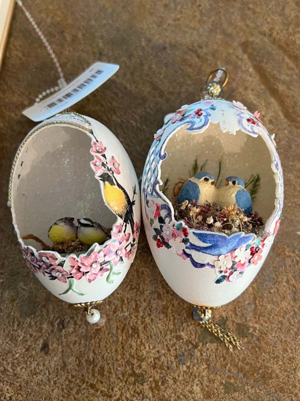 birds in real egg for Easter egg ornament