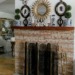 English style fireplace mantel with silhouettes in oval frames and big bows