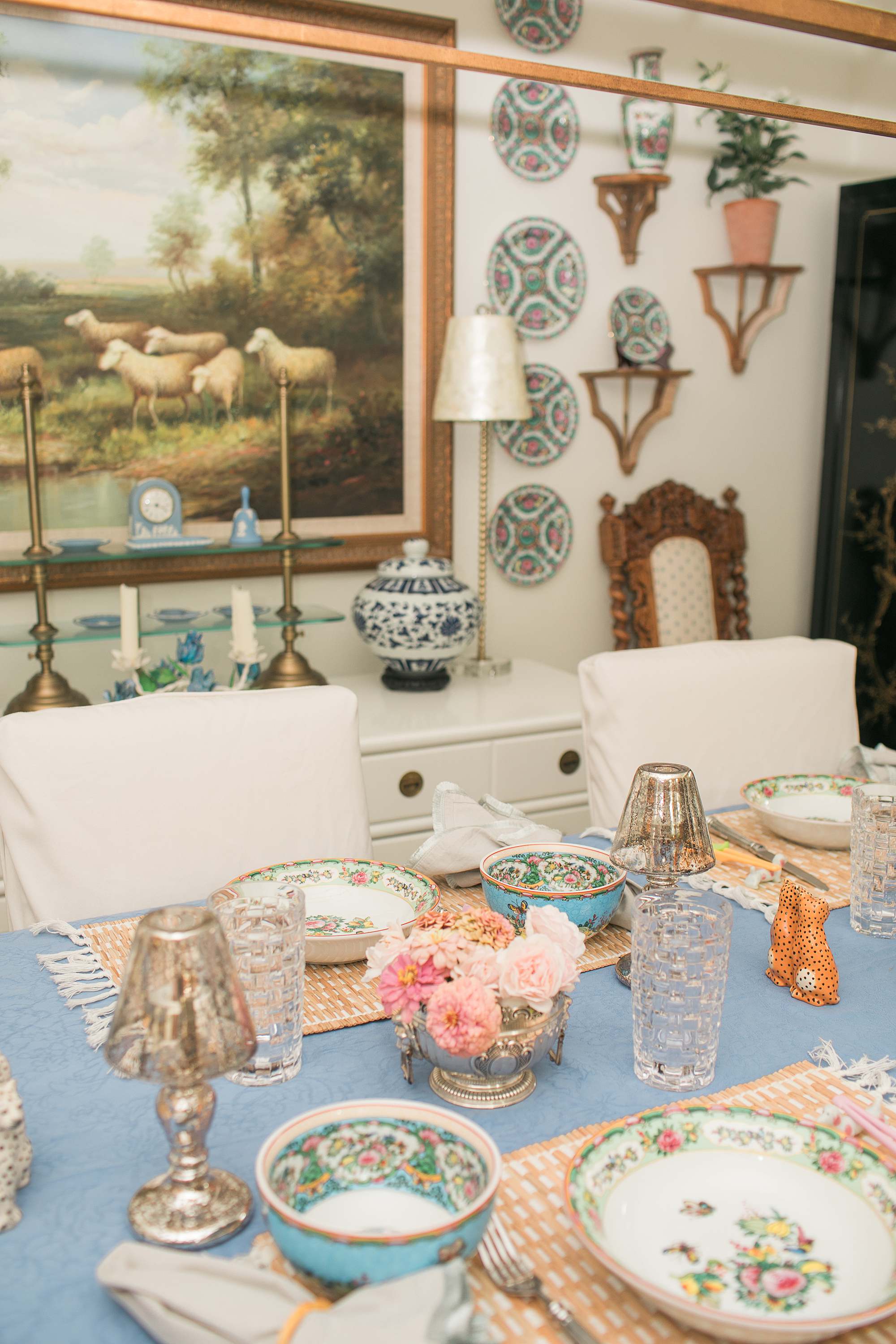 grandmilennial tablescape can I eat off rose medallion 