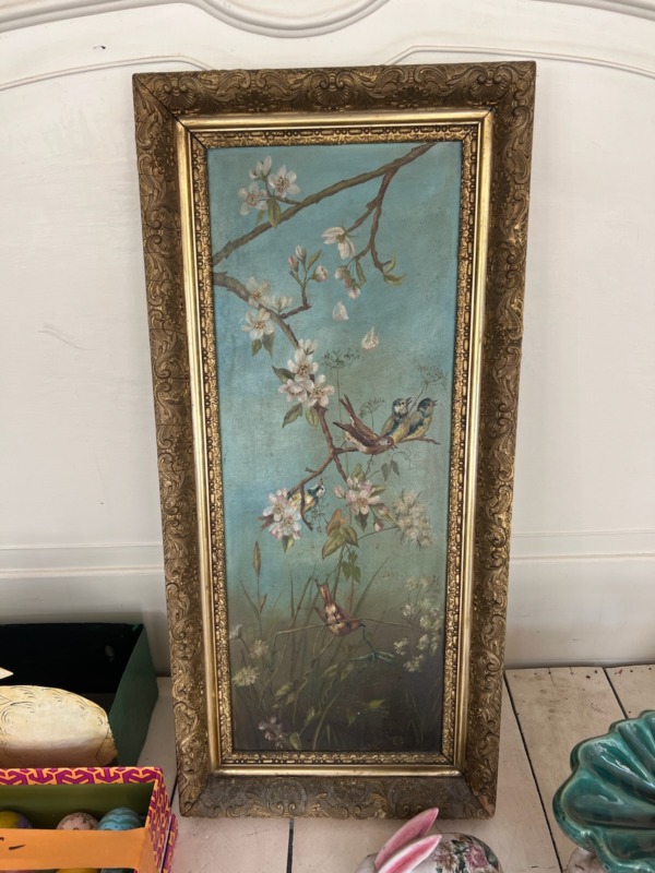 original oil painting birds thrifting tips phoenix thrifter antique estate sale blog