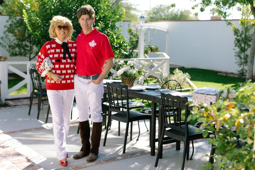 princess Diana iconic costume outfit ideas - birthday party princess Diana red sheep sweater look -- see this Princess Diana iconic costume party red sheep sweater