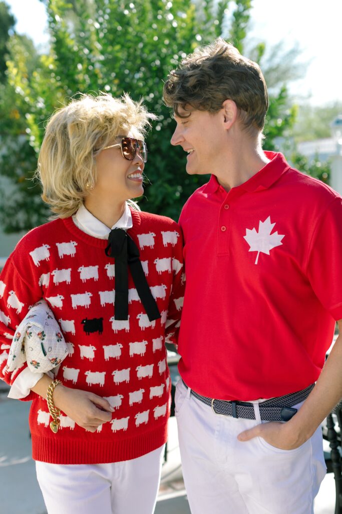 princess Diana iconic costume outfit ideas - birthday party princess Diana red sheep sweater look -- see this Princess Diana iconic costume party