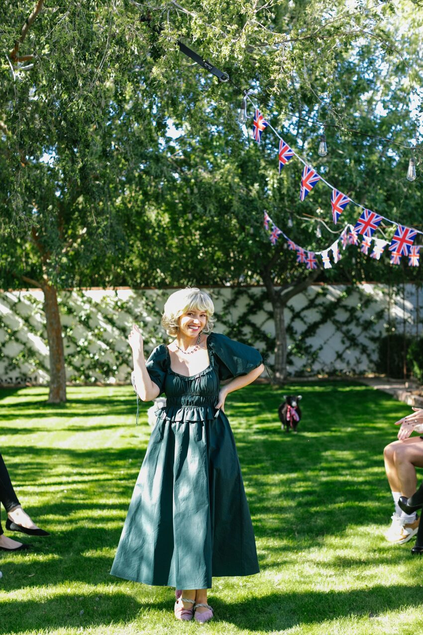 princess Diana iconic costume outfit ideas - birthday party princess Diana red sheep sweater look -- see this Princess Diana iconic costume party