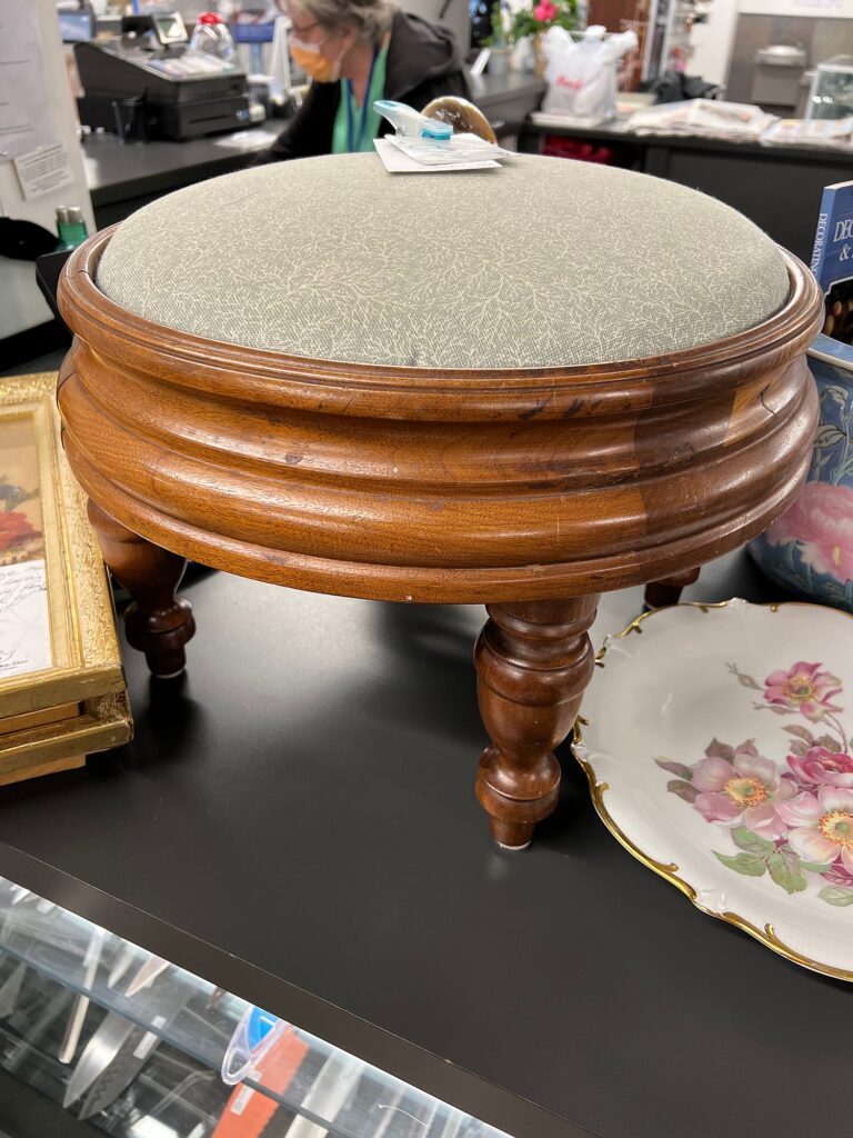 footstool at a thrift store. phoenix thrifting blog