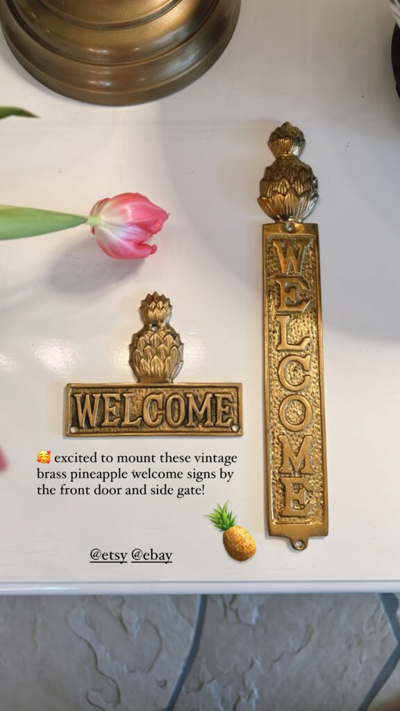 pineapple welcome signs brass