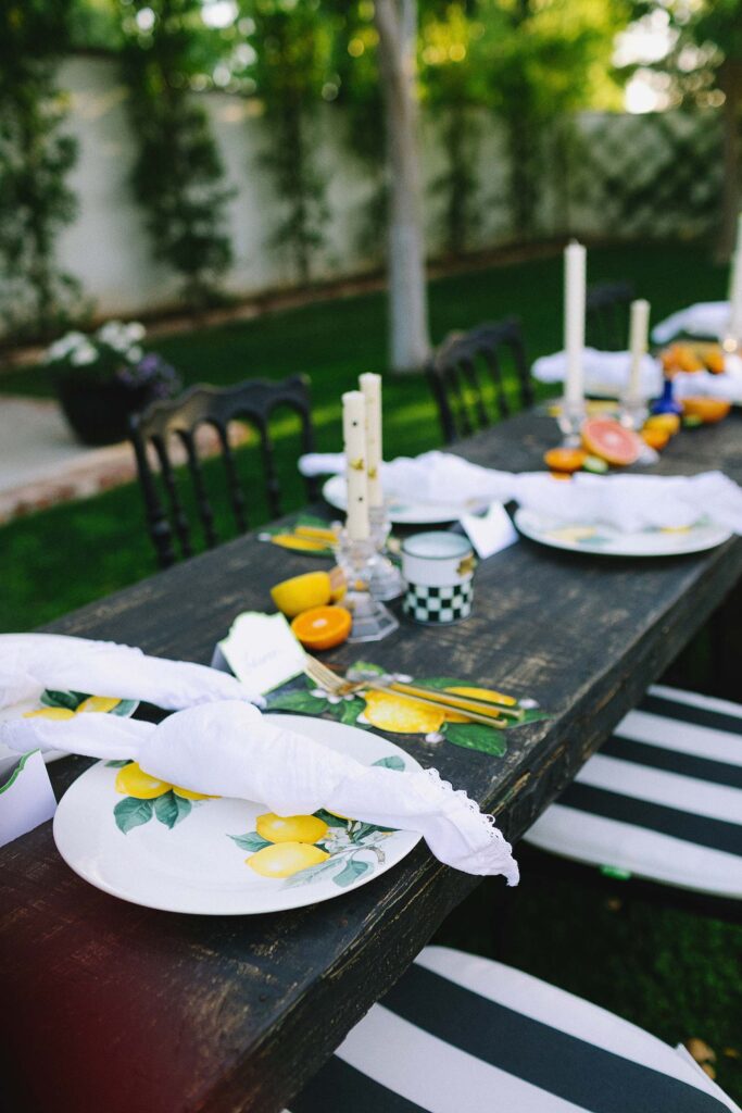 lemon plate - ceramic - citrus party theme potluck idea - decor party idea garden party