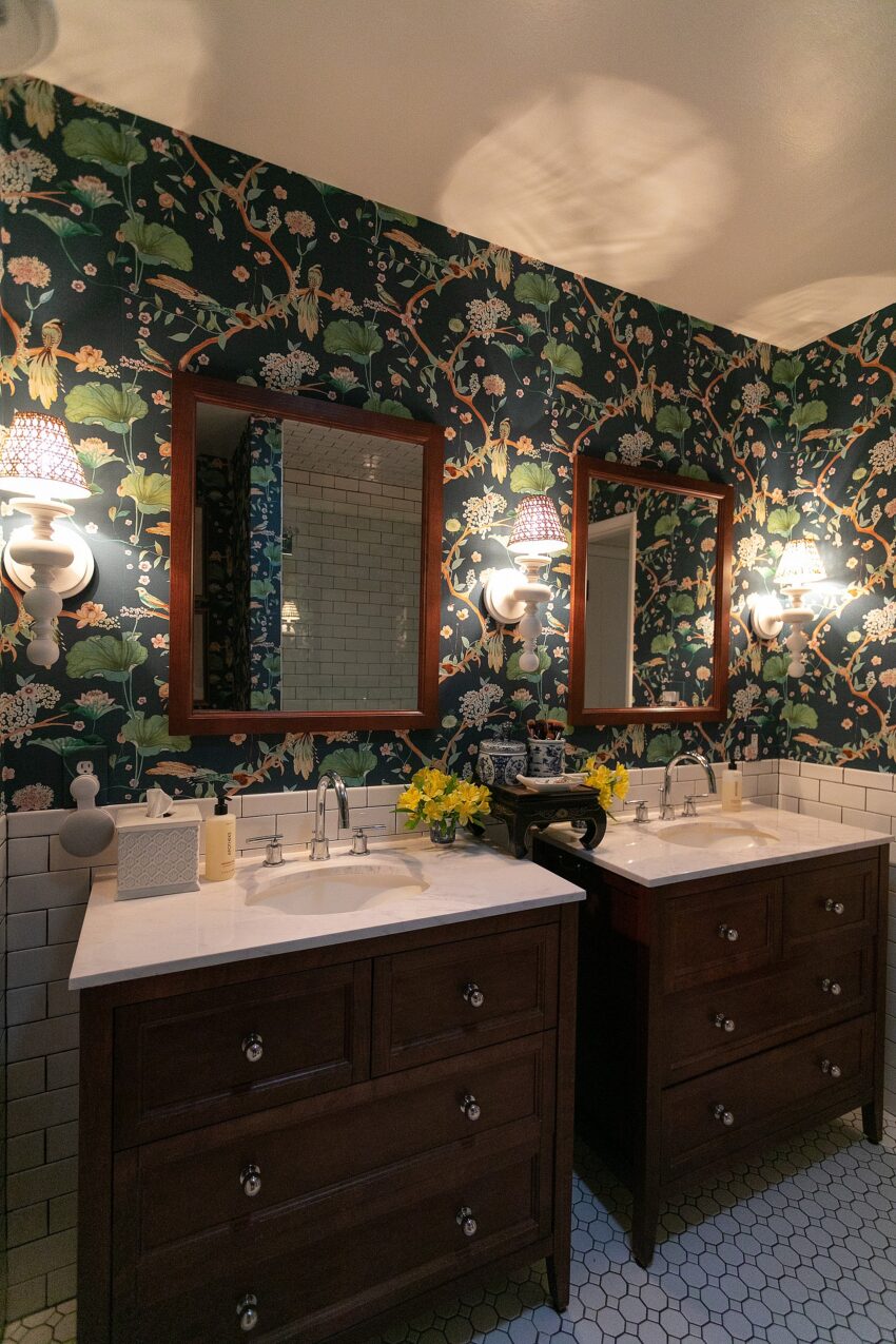 my-bathroom-wallpaper-makeover-dark-botanical-3241 – Diana Elizabeth Blog: