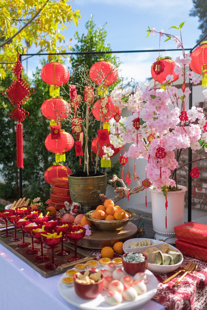 lanterns decor Lunar new year tablescape party ideas Chinese New Year Dragon Pottery Barn collection Phoenix lifestyle blogger Diana Elizabeth traditional home decor and entertaining garden blog