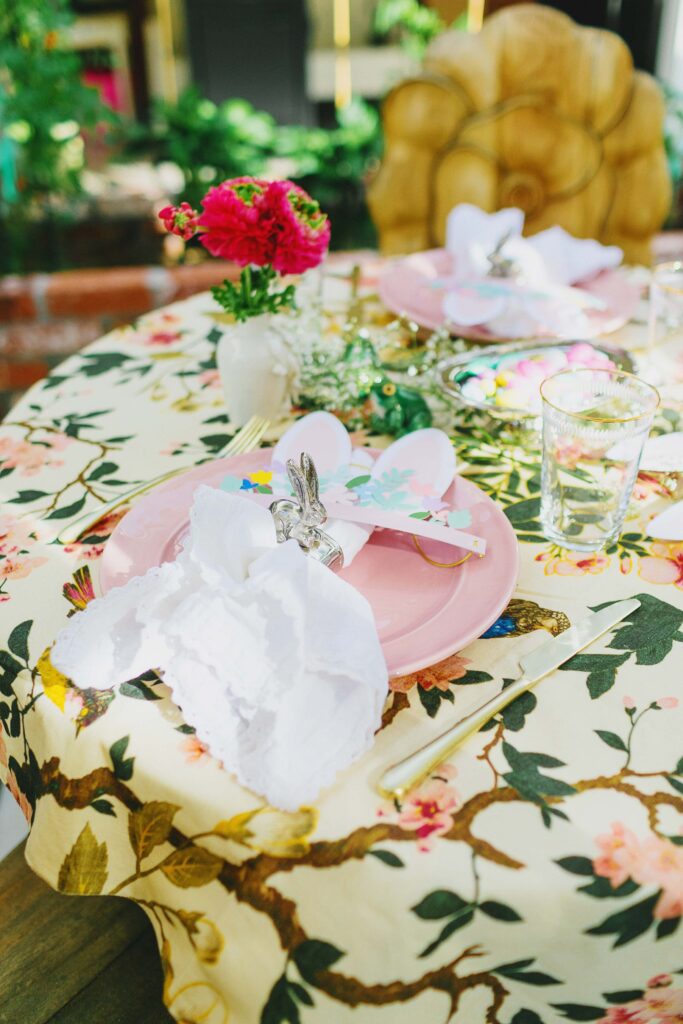 easter kid table inspiration decorate table scape in the garden